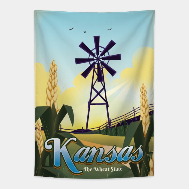 Kansas "The Wheat State" Tapestry by nickemporium1