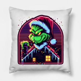 GRINCH CHRISTMAS RETRO 80'S VIBE CHIMNIE Pillow