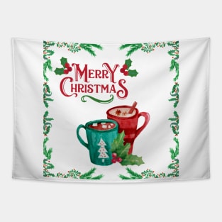 Merry Christmas Cozy Cups Tapestry