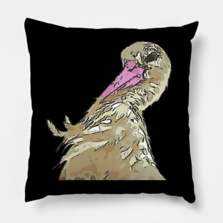 White Stork With Incredulous Expression Black Outline Art Pillow