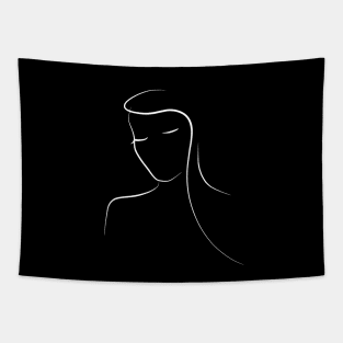 Woman Line Art Drawing - Minimal Mary Tapestry