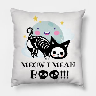 Meow i mean boo, cat halloween, cat lover Pillow