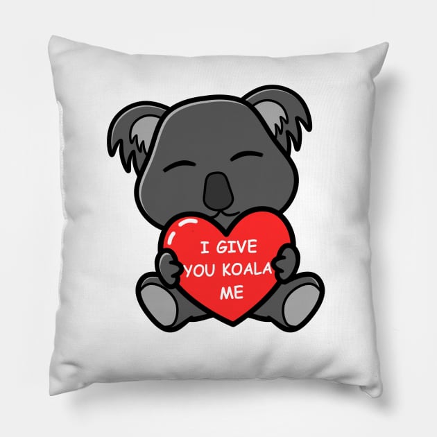 Koalified Valentine Cute Koala Valentine Funny Pun Pillow by Bubbly Tea