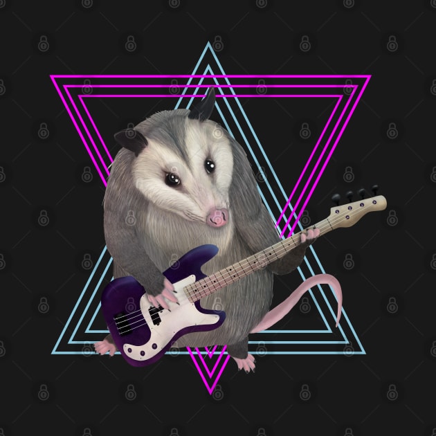 Opossum playing the bass guitar by Mehu Art