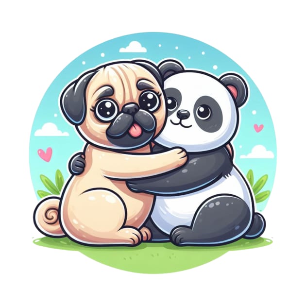 Panda and Pug Hugging Friends by Shawn's Domain
