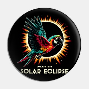 Parrot Solar Eclipse Spectacle: Fashionable Tee with Tropical Birds Pin