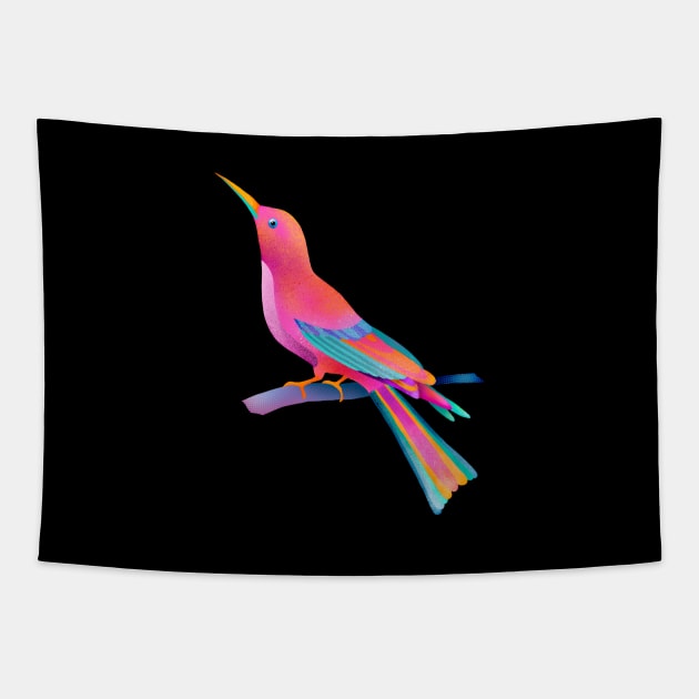 Pink Bird Tapestry by Renee Ciufo Illustration