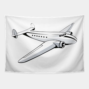Vintage Twin Engine Propeller Airplane Retro Tapestry