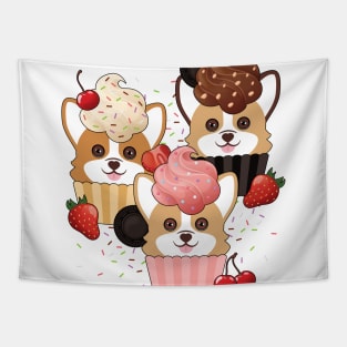 Corgi Cupcakes and Sprinkles Tapestry