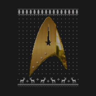 Star Trek Discovery Star Fleet Badge Christmas Knit T-Shirt