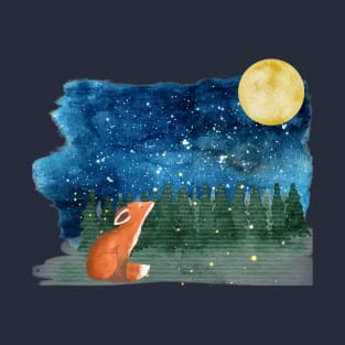 Fox looking at the Moon T-Shirt