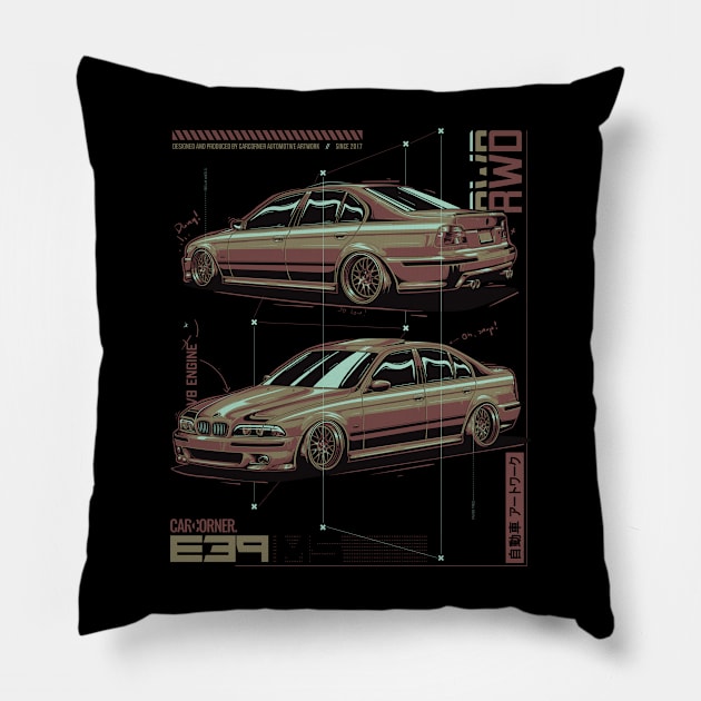 EDM - E39 M5 - CarCorner Pillow by CarCorner - Automotive Artwork