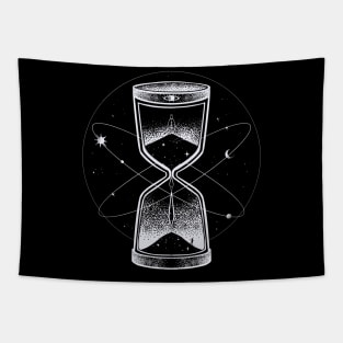 Galaxy Spiritual Hourglass design in tattoo stippling style Tapestry