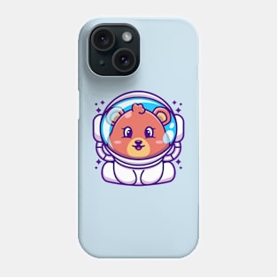 Cute baby bear wearing an astronaut helmet, cartoon character Phone Case