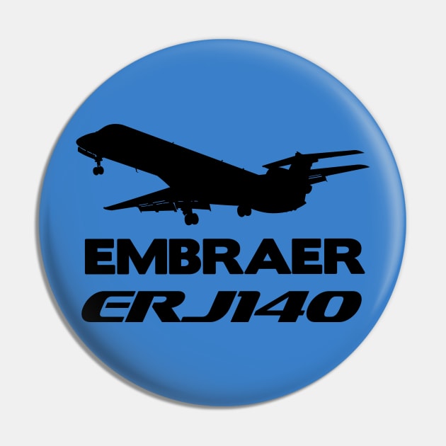 Embraer ERJ140 Silhouette Print (Black) Pin by TheArtofFlying