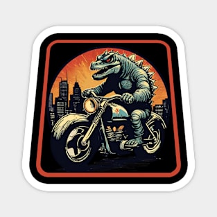 Godzilla on motorcycle Magnet