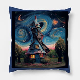 Starry Night Over The Burrow Pillow