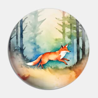 Watercolor Fox Spirit Animal Pin