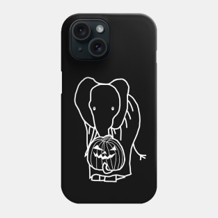 Minimal White Line Elephant with Halloween Horror Pumpkin Ghost Costume Phone Case