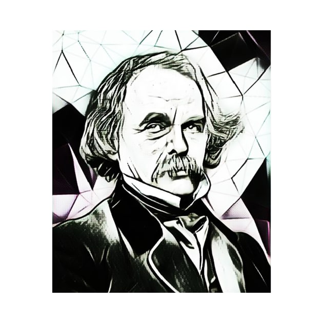 Nathaniel Hawthorne Black and White Portrait | Nathaniel Hawthorne Artwork 4 by JustLit