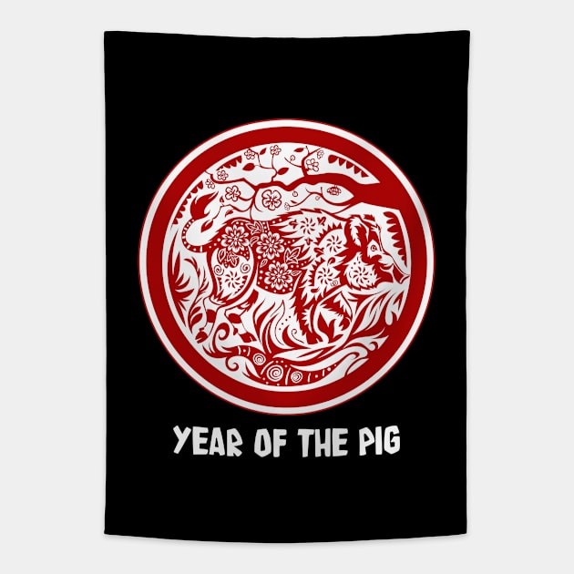 Year of the Pig Tapestry by Peppermint Narwhal