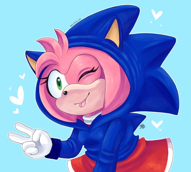 Amy Rose wearing Sonic Suit Hoodie by Zer0GG.sth