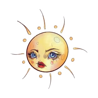 Lady face sun tattoo flash - psychedelic sun T-Shirt