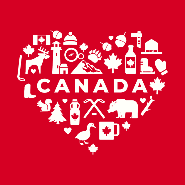 Canadian Icons in a Heart Shape // Canada Pride by Now Boarding