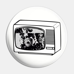 Retro Lofi TV Glitch Art Pin