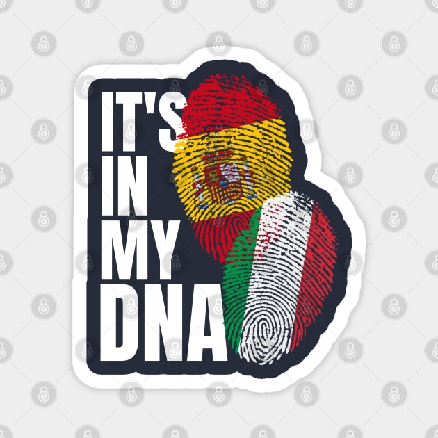 Spaniard And Italian Mix DNA Flag Heritage Gift Magnet by Just Rep It!!