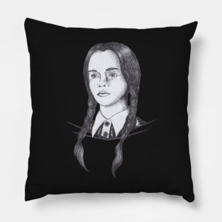 Wednesday Addams - Pen Sketch Pillow