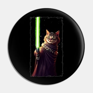 Fun Cat Print ~ AI Art ~ Fantasy Cat ~ Sci-fi Cat ~ Cats with Lightsabers Pin