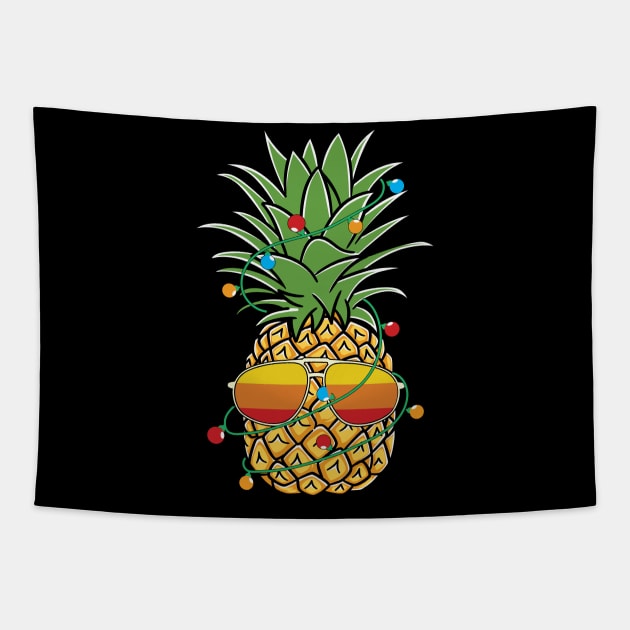 Cool Pineapple Christmas Tree Tapestry by BadDesignCo