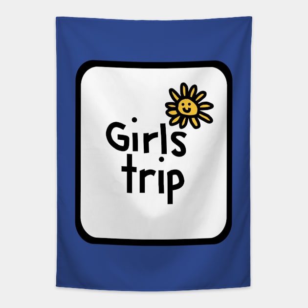 Frame Girls Trip with Daisy Flower Tapestry by ellenhenryart