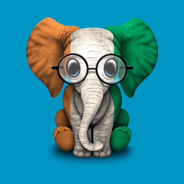 Baby Elephant with Glasses and Ivory Coast Flag by jeffbartels