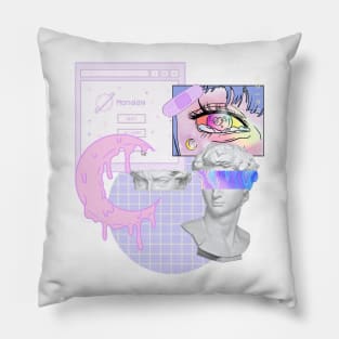 Vaporwave Kawaii Japanese Pixel Art Moon Anime Lilac Y2K Pillow