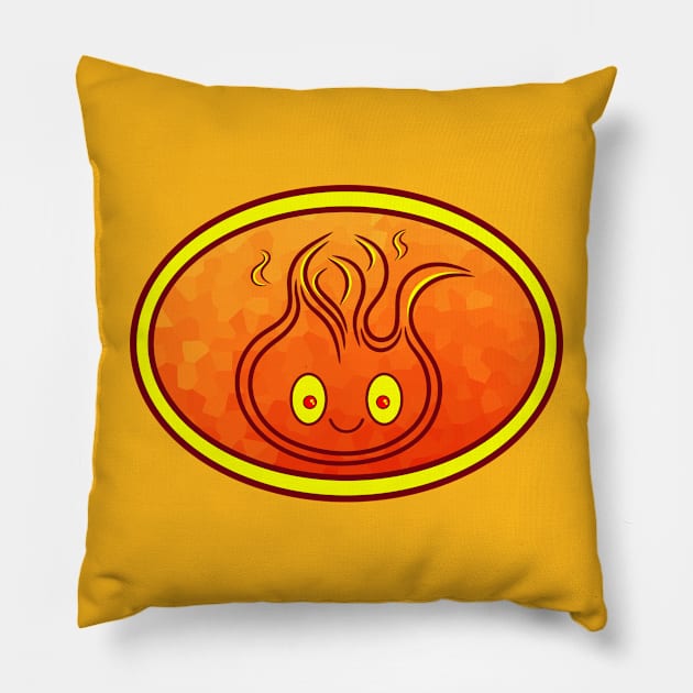 Smiling Flame Slime Logo 1 Pillow by RD Doodles