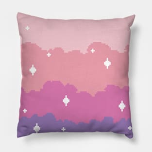 Starry Pixel Sunset Clouds Pillow