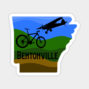 Bentonville Arkanas Design with Mountain Bike and Airplane Magnet