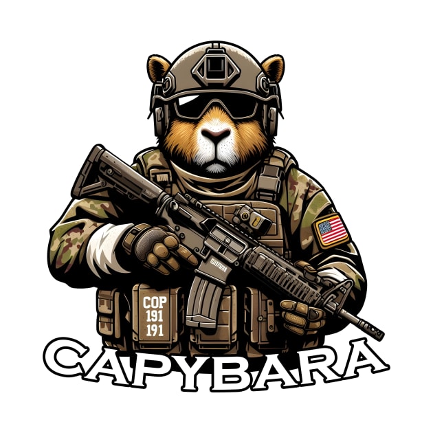 tactical capybara by Rawlifegraphic