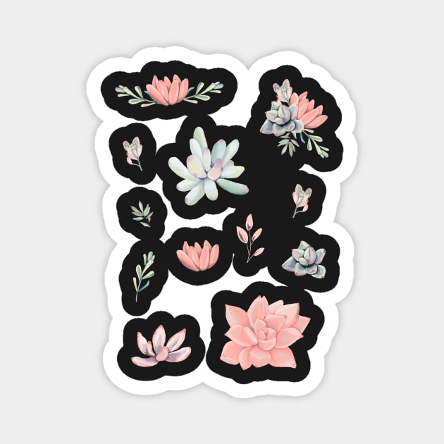 Succulent Flower Sticker Set Magnet by caitlinshea24
