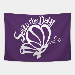 Seize The Day! - White Butterfly Tapestry