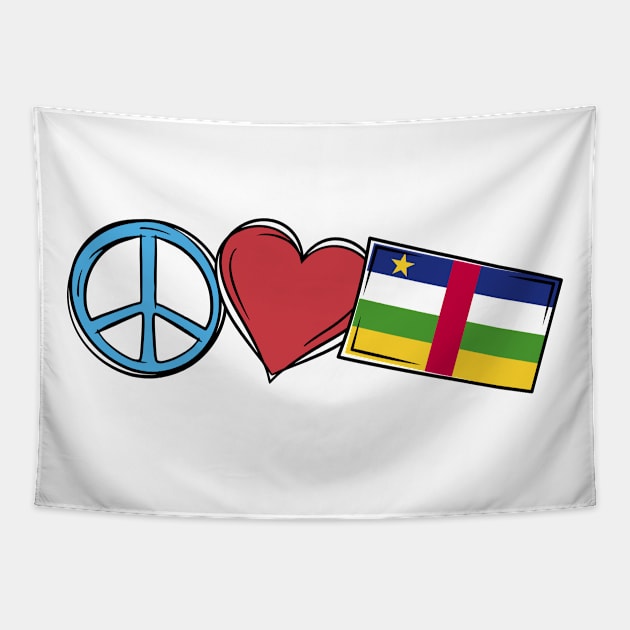 Peace Love Central African Republic Central African Flag Tapestry by BramCrye