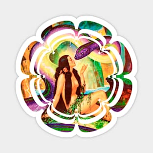 Girl Snake Reto Vintage Fantasy Magnet