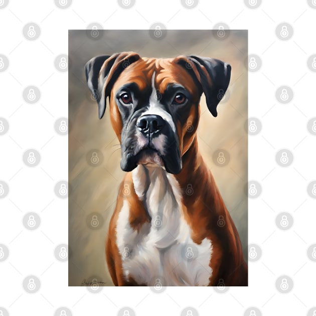 Boxer Dog Breed Oil Painting by Art-Jiyuu