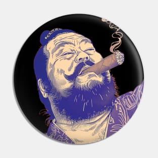 Puff Sumo 2: Smoking a Fat Robusto Cigar on a dark (Knocked Out) background Pin