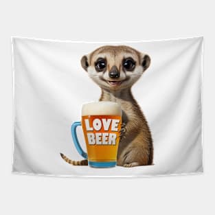 Cute Meerkat and Beer Mug Tapestry