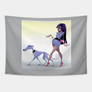 Girl and Pet Tapestry