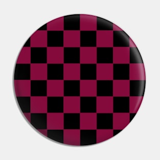 Crimson Red and Black Chessboard Pattern Pin