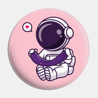 Cute Astronaut With Space Slime Cartoon Pin